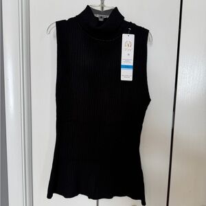 NWT Black Sleeveless Turtleneck Ribbed Sweater